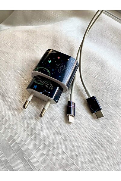 hdsticker iPhone 20W Uyumlu Şarj Aleti Kaplaması - Uzay Temalı Full Kaplama S...