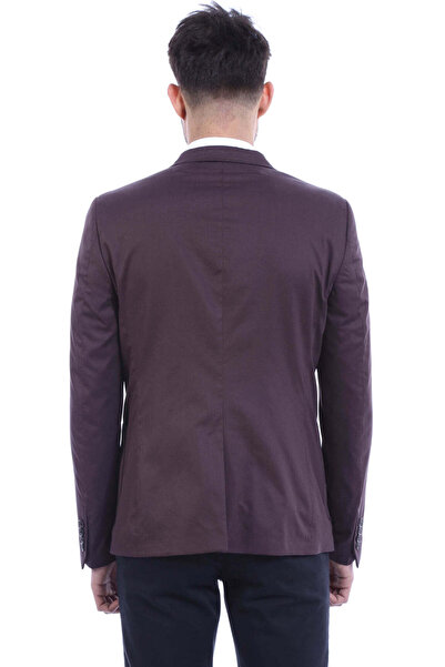 Wessi Men's Brown Mono Collar Double Button Jacket - Wessi