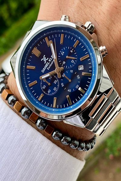 Daniel Klein Men's Wristwatch - New Season Stainless Steel Cord, 3ATM Waterproof+Bracelet