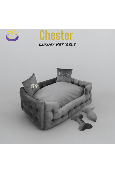 petwood CHESTER Lüks Kapitoneli 1.sınıf pençe önleyici kadife kumaşlı Kedi-kö...