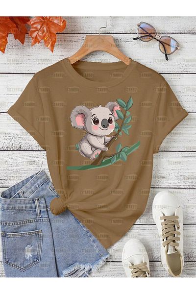 aynewmoda Сладка тениска Oversize с щампа на Коала