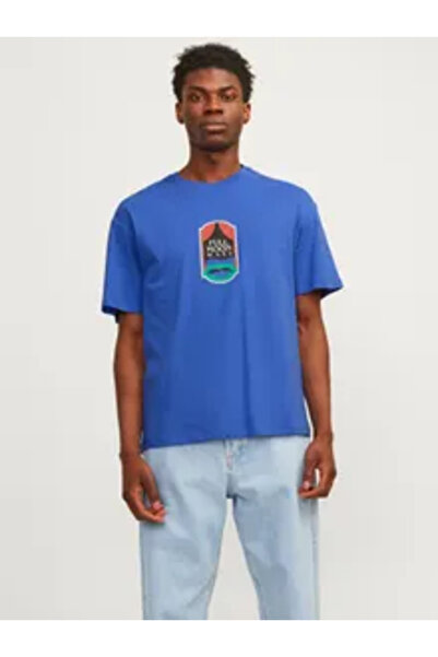 Jack & Jones Erkek Sırt Baskılı Oversize T-shirt - 12256930