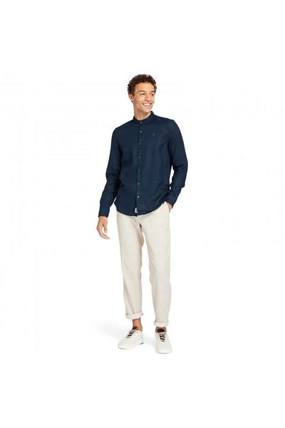 Timberland Linen Korean Collar Shirt