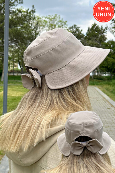 Hat Town Fiyonk Detaylı Keten Bucket Kadın Şapka