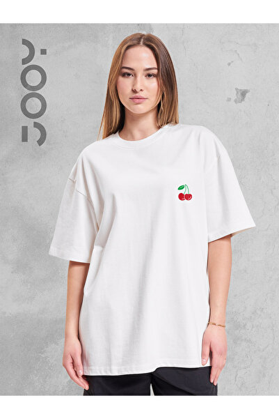 Jooy Company Alb Oversize Wide Fit - Tricou imprimat Cherry Cherry