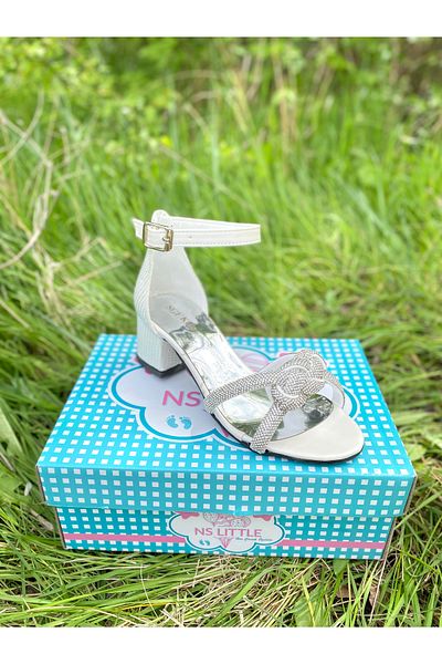 NS Little Stylish Girl's Evening Dress Heeled Shoes - Thick Twist and Stone Detailed