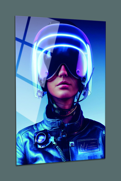 BV DEKOR ΓΥΝΑΙΚΑ ΠΙLOT ΠΟΡΤΡΕΪΤΟ ΖΩΓΡΑΦΙΚΗ ΣΕ ΓΥΑΛΙ-ΚΟΥΡΓΟΥΣΑΛ-ΜΕ ΚΑΣΚΕΤΑΙΔΗ ...