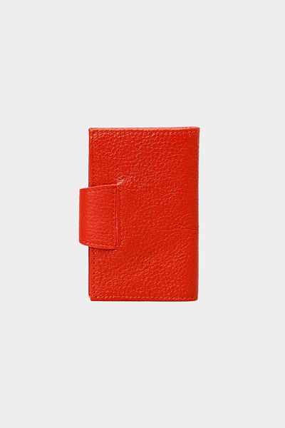 Grande 827 Model Red Genuine Leather - Accordion Card Holder Wallet with Vertical and Snap Fasteners