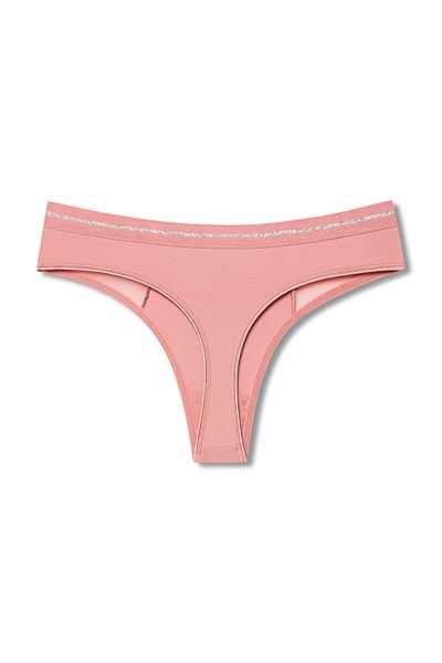 HNX Interlock Fabric Lace and Tulle Detailed Women's Thong