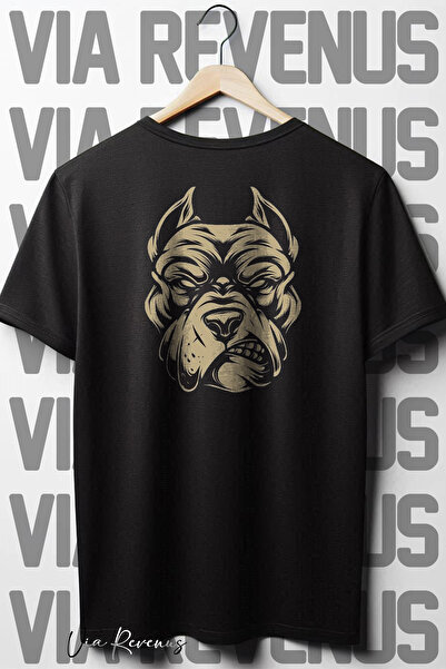 Vordevia Pitbull Oversize kroj crna T-shirt - okrugla kragna , nazad Štampano