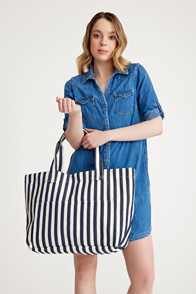 Hedwig Design Кольорова смугаста преміум жіноча пляжна сумка - сумка через плече (4 кишені)