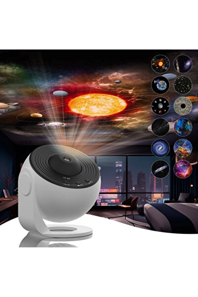 nextbuy Gerçekçi HD 12 Film Disk Galaksi Projektörü Led Gökyüzü Projeksiyon Yıldızlı Masa ve Gece Lambası