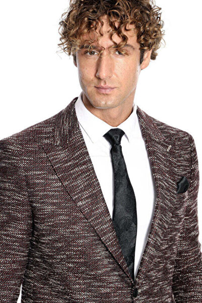 Wessi Desenli Slim Fit Spor Bordo Erkek Ceket - Wessi