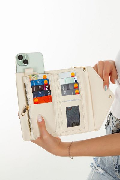 AVCA Leather Women's Wallet - With Phone Cash, Coin Compartment, Lock and Wrist Strap
