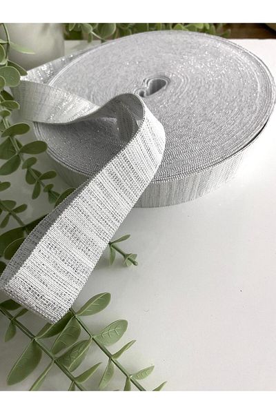 canan dizayn 3 cm (5 meters) Silver Glitter Rubber