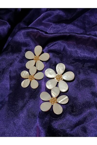 Gia İKİLİ PAPATYA FİGÜRLÜ TASARIM SALLANTILI KÜPE