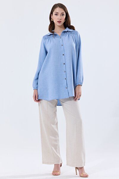 MD trend Oversize Linen Tunic - Women's, Lace Detailed Shirt