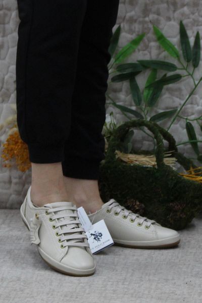 U.S. Polo Assn. BAZA. Polo Assn. Jojo Beige - Pantofi de damă flexibili și din piele naturală