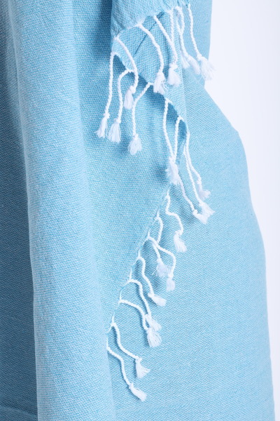 My-o Solid Color Peshtemal Towel, Beach Towel, Bath Towel, Pareo, Cotton Blue