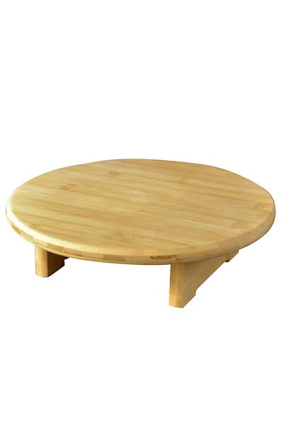 Digithome 30 Cm Brown Bamboo Bench - Serving Presentation Board with Round Cuts and Legs