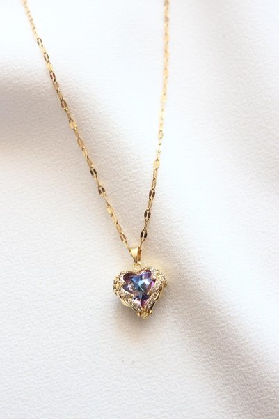 Dazzlecave 316L Stainless Steel Necklace - Heart of the Ocean Design - Antiallergic - Non-Tarnish Necklace