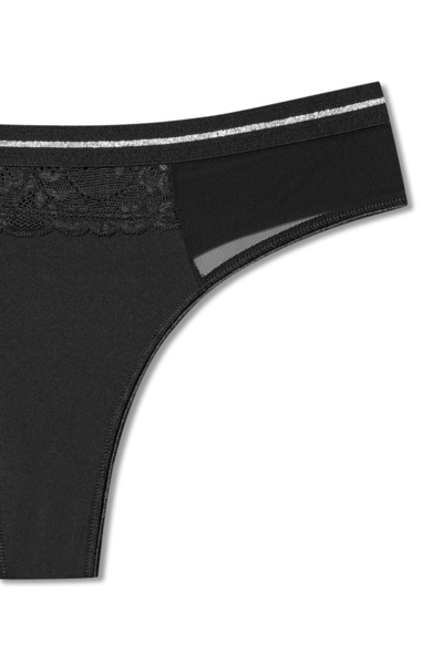 HNX Interlock Fabric Lace and Tulle Detailed Women's Thong