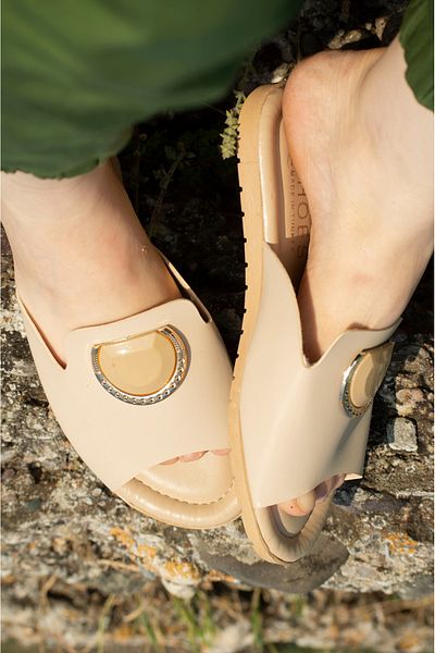 only my store Daily Cream Buckle Home and Beach Slippers - Dowry Slippers