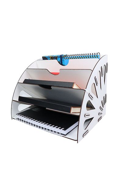 KLES Wooden Decorative Shelf - File Desktop Document and Organizer