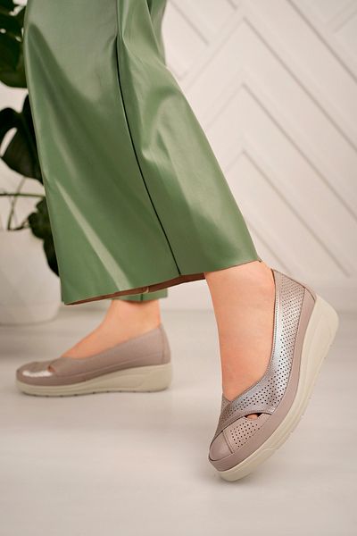 Akgün Terlik Women's Genuine Leather Stone Casual Comfort Shoes