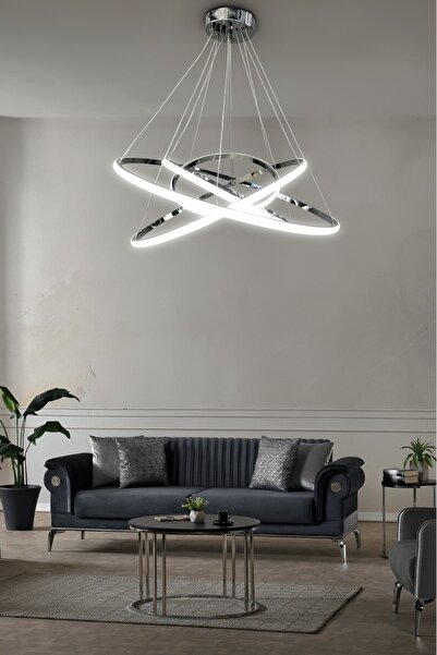 RSCOLLECTIONS 30/40/50/60/krom Parlak Kasa Beyaz Işık Ledli Avize