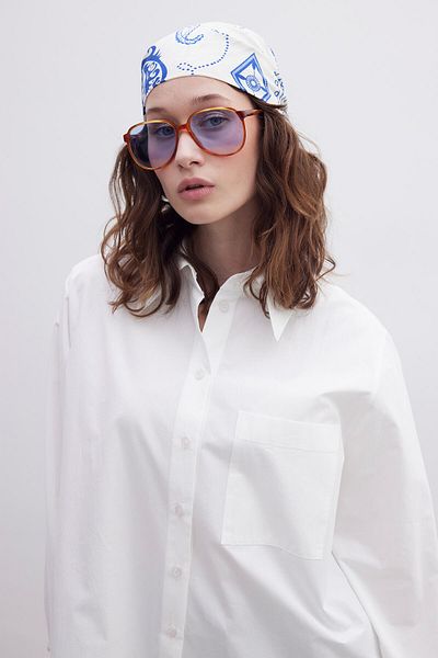 Manuka Blauer Baumwollschal mit Paisleymuster