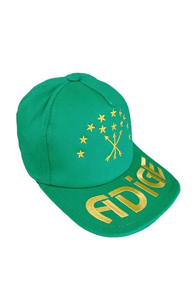 KESKİN NAKIŞ Green Hat - With Circassian Flag and Adige Embroidery