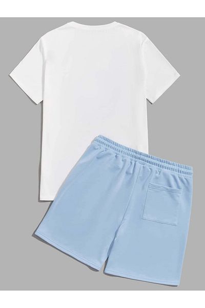 Hunors Sportswear & Company Ανδρικό σετ σορτς με κοντό μανίκι μπλουζάκι με λαιμόκοψη με στάμπα κινουμένων σχεδίων υπερμεγέθη