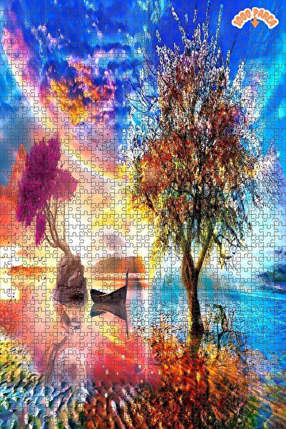 Teona Ahşap Yıldızlı Gökyüzünün Ötesinde Hayat Ağacı Çift Katlı Çerçeveli Ası...