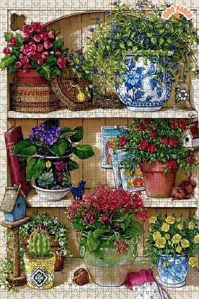 Teona Ahşap Çiçek Dolabı Dekoratif Çift Katlı Çerçeveli Asılabilir Ahşap Puzz...