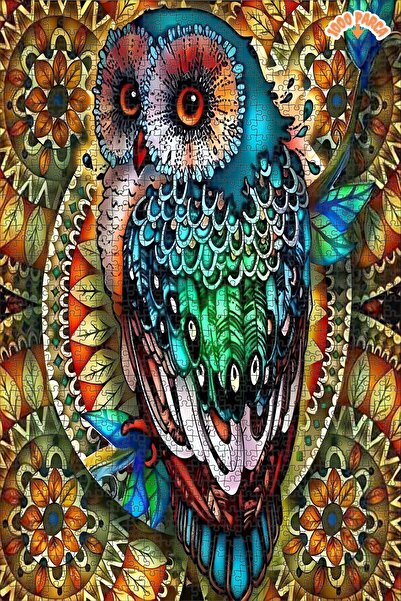 Teona Ahşap Mandala Berry Şube Baykuş Dekoratif Çift Katlı Çerçeveli Asılabil...