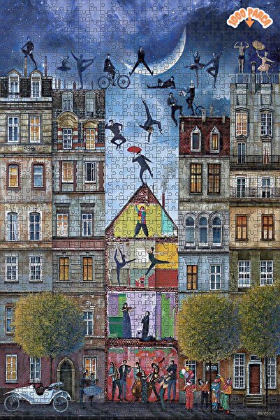 Teona Ahşap Düş Sokağı Dekoratif Çift Katlı Çerçeveli Asılabilir Ahşap Puzzle...