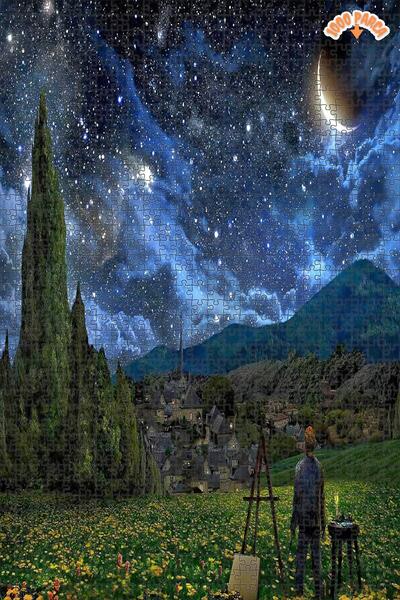 Teona Ahşap Yıldızların altında Dekoratif Çift Katlı Çerçeveli Asılabilir Ahş...