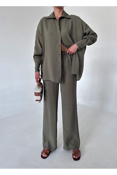 Laluvia Modal Khaki nadrág szett - drapériás