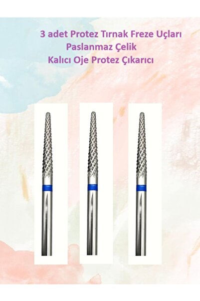 Helios Çelik Protez Tırnak Freze Uçları Protez Çıkarıcıları Üçlü Paket Alev A...