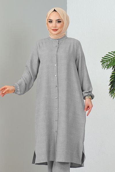 MODAQU Gray Judge Collar Tunic and Trousers Set