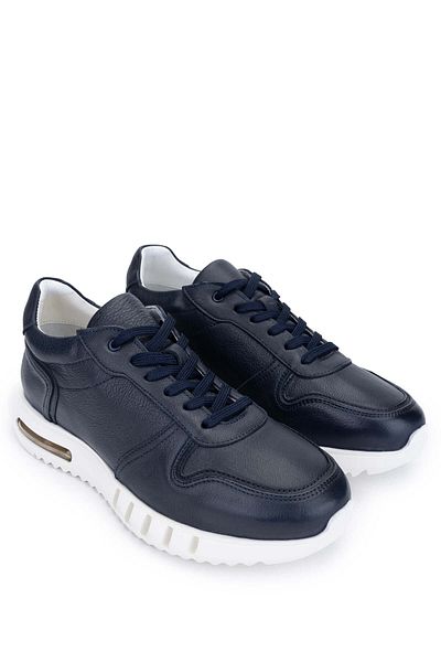 Tamer Tanca Navy Blue Genuine Leather Men's Sneakers - Sports Shoes