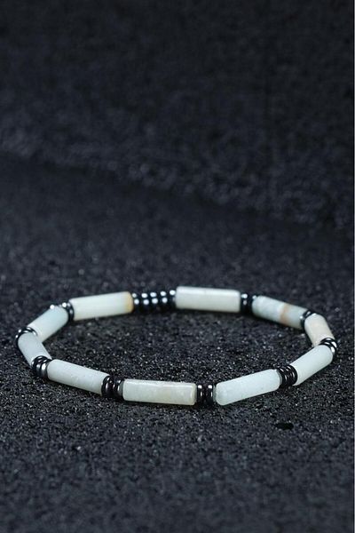 Ssilhoutte Doğaltaş Certified Men Women Natural Stone Gift Bracelet Amazonite Stone And Hematite 4mm Design