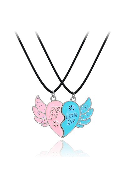 İYİ MODA Best Friends Mıknatıslı Birleşen Big Sis Little Sis Kardeşlik Kolyesi Hediyelik Kolye