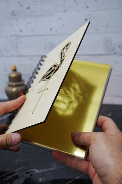markcat Flamingo Figured A5 Memory Notebook - Ξύλινο κάλυμμα, χωρίς γραμμή
