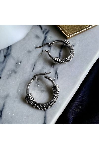 Housess Color Stainless Steel Silver Hoop Earrings
