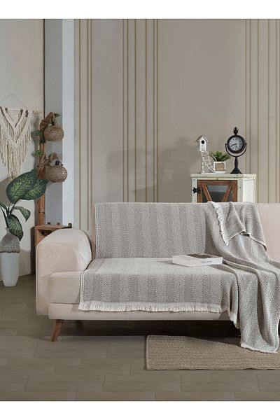 Lux Touch Разтегателен диван Lily Khaki - 150x200 см, калъф за диван с памучни пискюли