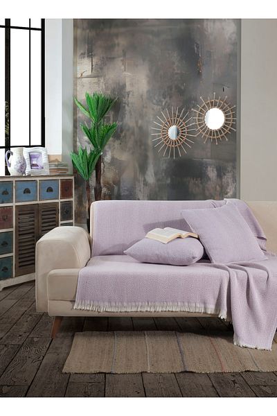 Lux Touch Husa de canapea din bumbac Lily Liliac - 150 x 200 cm Canapea extensibila Duvan