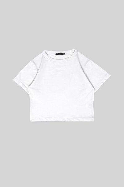Bak Moda White Crop Γυναικεία Μπάλα - Απλό Σχέδιο