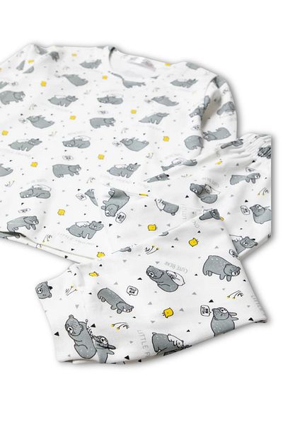 Beniizle Set de pijamale 100% bumbac cu model urs pentru baieti